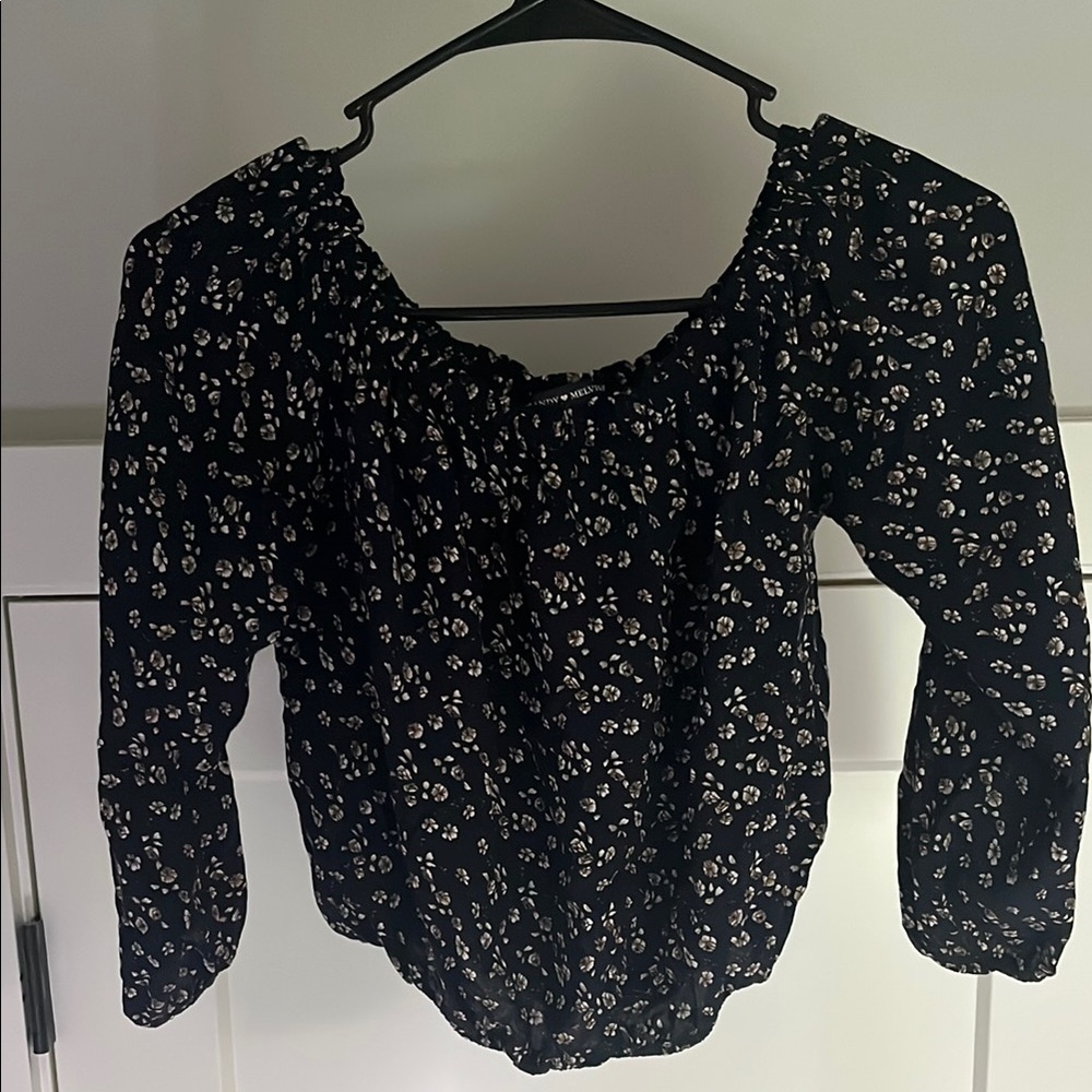 Brandy Melville Black Floral Blouse